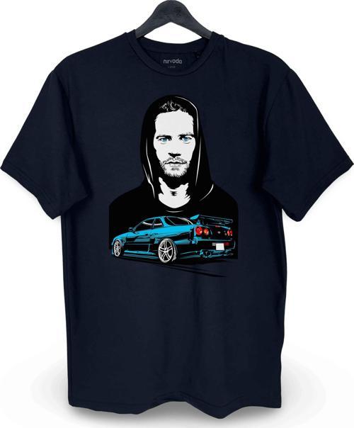 Brian O Conner Paul Walker GTR Araba Baskılı Loose Fit Bisiklet Yaka Unisex Tişört
