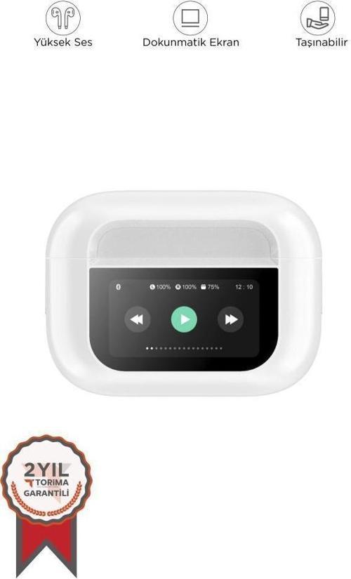 A9PRO Beyaz OLED Ekranlı ANC/ENC Destekli 5.4 Bluetooth Kulaklık