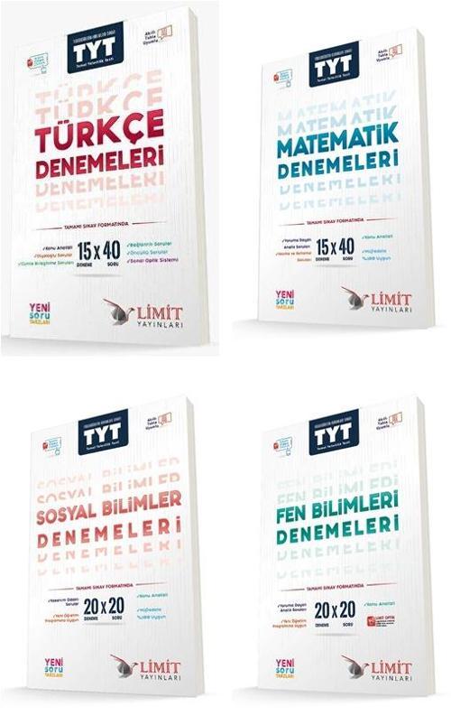 Limit Tyt Türkçe + Matematik + Sosyal + Fen Deneme Seti 4 Kitap 2024
