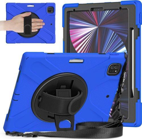 Apple İpad Pro 12.9 2021 (5.Nesil) M1 Kılıf Yatay Standlı ve Askılı Amazing Zırh Özellikli Kılıf