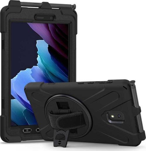 Samsung Galaxy Tab Active 3 Kılıf Yatay Standlı ve Askılı Amazing Defender Zırh Özellikli Kılıf