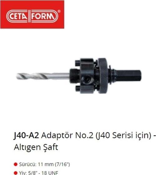 J40-A2 Panç Adaptörü No.2 Altıgen Şaft