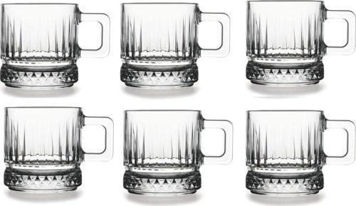 Elysia Çay Ve Kahve Kupası 195 Cc Cam Kupa Kulplu Bardak 6 Adet