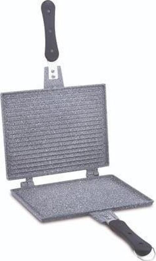 D3001 Büyük Döküm Ocak Üstü El Tost Makinesi Gri 20x26cm