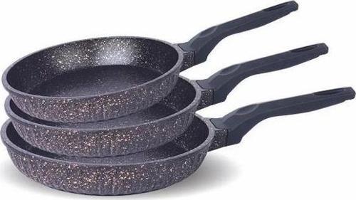 D3000 Döküm Granit 3 Parça Tava Seti Siyah (20-24-28 cm)