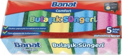 Comfort 5 Li Renkli Bulaşık Süngeri Kanallı