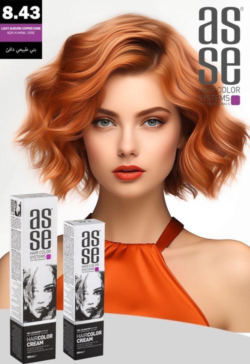 60 Ml Tüp Saç Boyası 8.43 Açık Kumral Bakır Dore + 50 Ml Oksidan Sıvısı