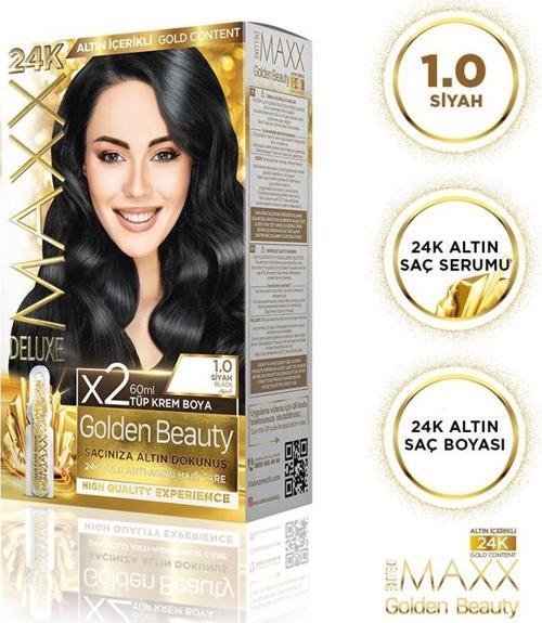 Golden 24K Altın Içerikli Saç Boyası 1.0 Siyah 2 Boyama