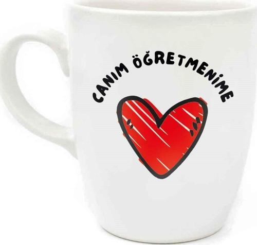 Canım Öğretmenime Krem Oval Kupa - Hediye Seramik Kupa