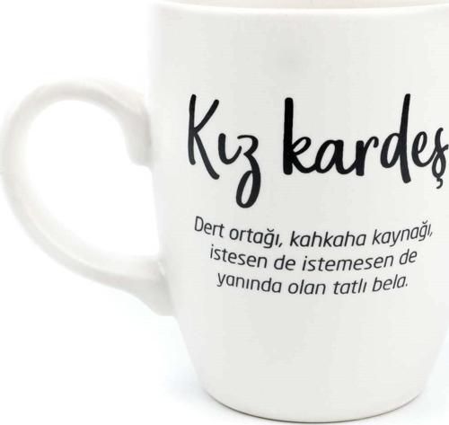 Kız Kardeş Krem Oval Kupa - Hediye Seramik Kupa