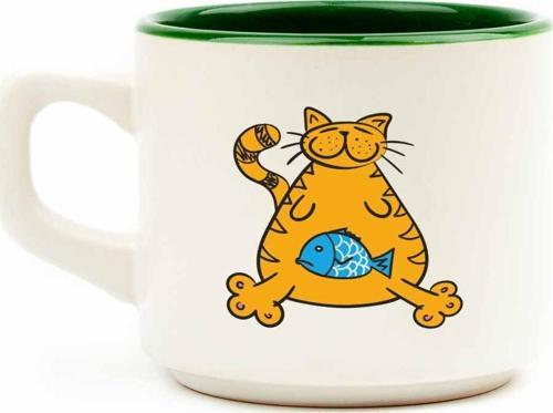 Tombul Kedi Beyaz Venüs Kupa - Hediye Seramik Kupa