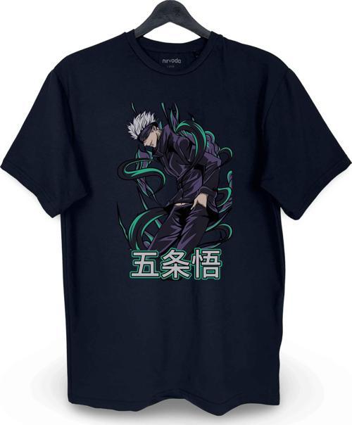 Satoru Gojo Jujutsu Kaisen Baskılı Loose Fit Bisiklet Yaka Tişört Anime Manga