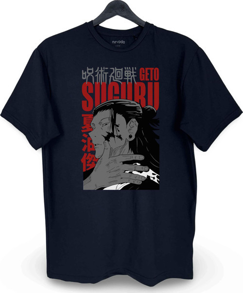 Suguru Geto Jujutsu Kaisen Baskılı Loose Fit Bisiklet Yaka Unisex Tişört Anime Manga
