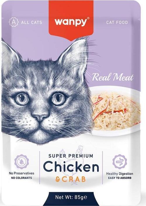 85 gr Pouch Tavuklu & Yengeçli Yaş Kedi Maması 12 Adet