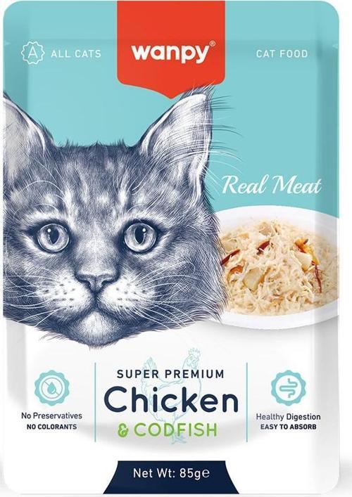 85 gr Pouch Tavuklu & Morina Balıklı Yaş Kedi Maması 12 Adet