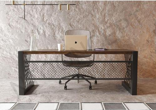 Alfa Koyu Ceviz Renk Masif Ahşap Ofis ve Çalışma Masası ( 85 cm - 180 cm )