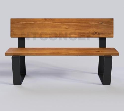 Doğal Ahşap Sırtlı Bank - ( Uzunluk 180 cm - Derinlik 40 cm - Yükseklik 83 cm )