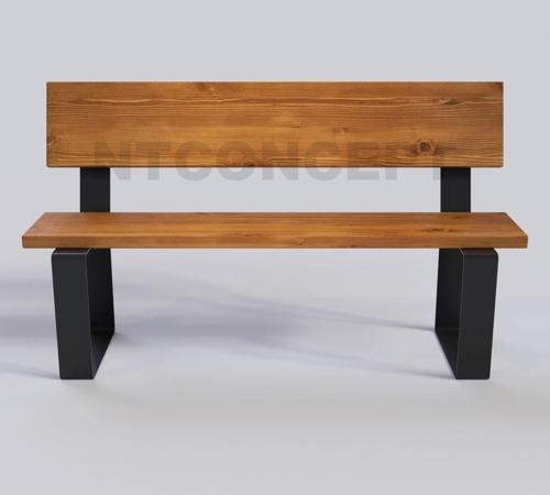 Doğal Ahşap Sırtlı Bank - ( Uzunluk 240 cm - Derinlik 40 cm - Yükseklik 83 cm )