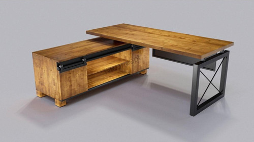 Doğal Ahşap Modüllü Ofis Masası ( 100 cm - 240 cm + Modül )