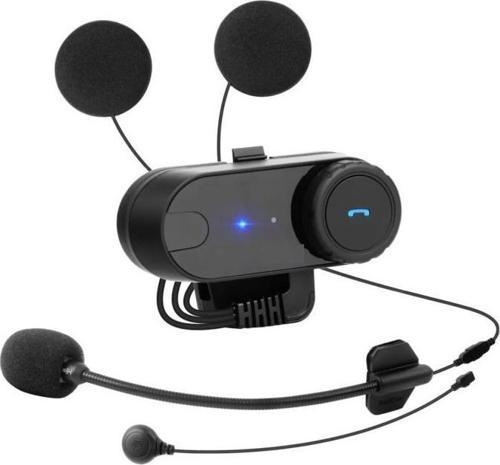 Tcom-Vb Motosiklet Bluetooth Kask Interkom 800M Kulaklık Kablosuz Kulaklık Fm Radyo - Açık Siyah