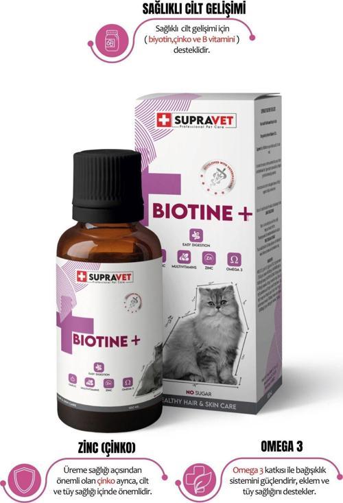 Plus +B For Cats Biotine Damla 100 ML + Zinc + Multi Vitamin ( Kediler Için Tüy Sağlığı Damlası )