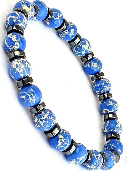 Hematit Ve Lapis Lazuli Taşlı Tasarım Doğal Taş Bileklik