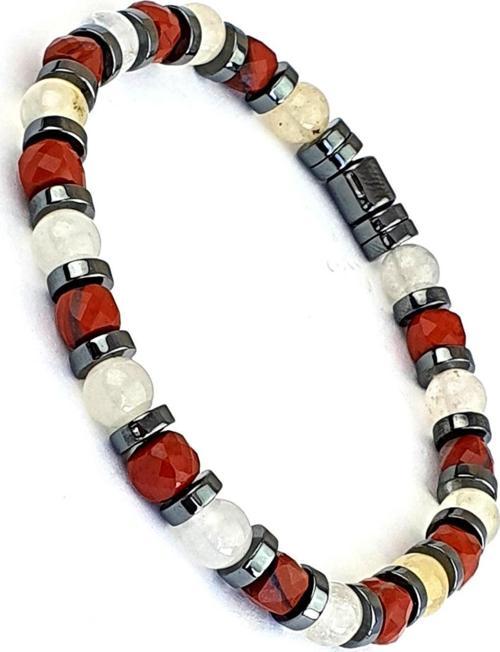 Akik Kuvars Hematit Taşlı El.İşi Tasarım Doğal Taş Bileklik