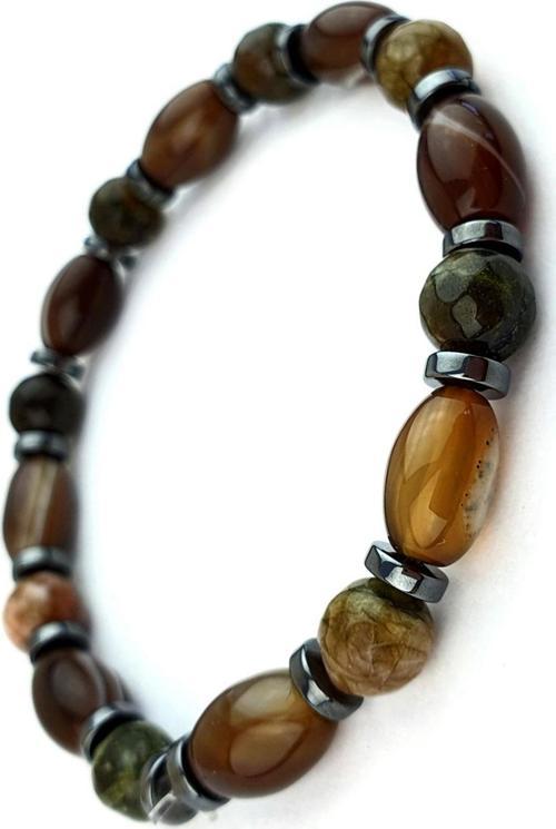 Kaplan Gozu Akik Hematit Taşlı Tasarım El İşi Doğal Taş Bıileklik