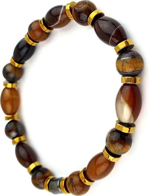 Kaplan Gözü Akik Hematit Taşlı Tasarım El İşi Doğal Taş Bıileklik