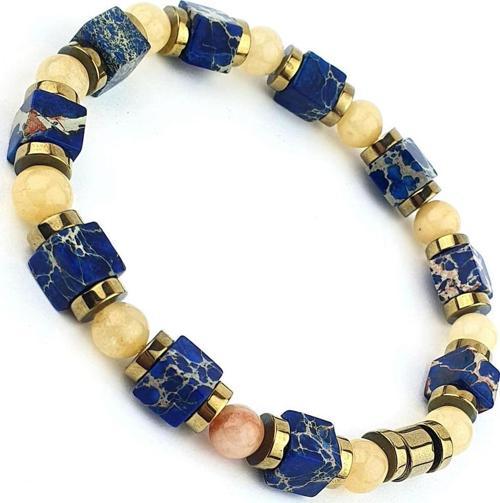Lapis Lazuli Hematit Ve Akik Taşlı Tasarım Doğal Taş Erkek Bileklik