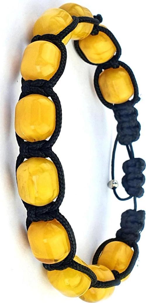 Süt Kehribar Şambala Erkek Bileklik