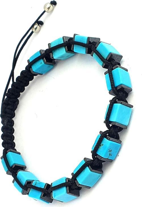 Turkuaz Ve Hematit Taşlı El.İşi Tasarım Şambala Erkek Bileklik