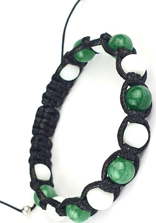 Yeşim Ve Beyaz Oniks Taşlı El İşi Tasarım Şambala Erkek Bileklik