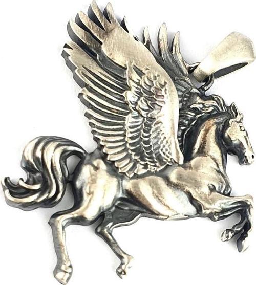 Pegasus Atı Figürlü 925Ayar 3 Boyutlu  Gümüş Tasarım Kolye Ucu