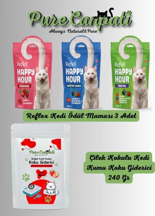 Kedi Kumu Koku Giderici(Çilek Kokulu)+3 Çeşit Kedi Ödül Seti