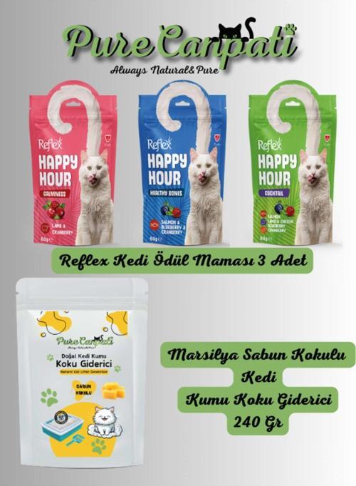 Kedi Kumu Koku Giderici(Marsilya Sabun Kokulu)+3 Çeşit Kedi Ödül Seti