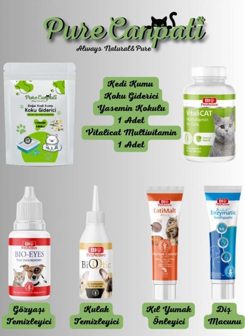 Kedi Kumu Koku Giderici(Yasemin) Ve Bakım Seti (Vitamin,Göz,Kulak,Ağız,Kıl Yumağı Önl.)