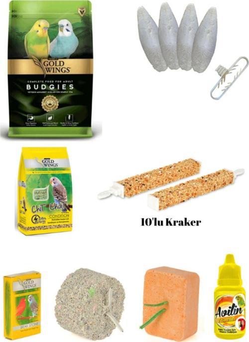 Muhabbet Kuşu Ihtiyaç Seti (yem,vitamin,kraker,mürekkep Balığı,enerji Blok,mineral Blok)