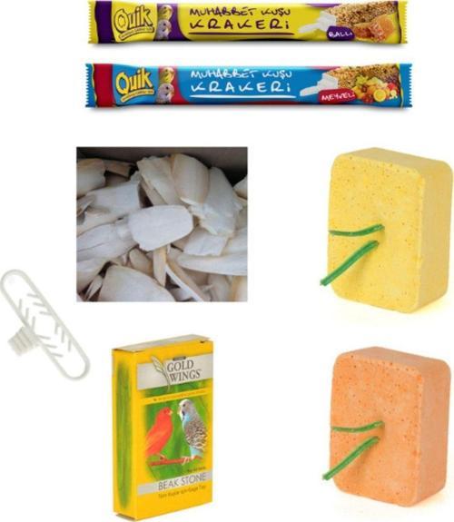 30 Gr Kırıklı Kalamar Kemiği+meyveli Ve Ballı Kraker+muzlu Ve Portakallı Blok+gaga Taşı