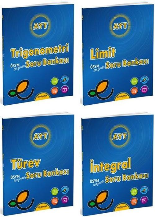 Endemik 2025 Ayt Trigonometri + Limit + Türev + İntegral Soru Bankası Seti 4 Kitap