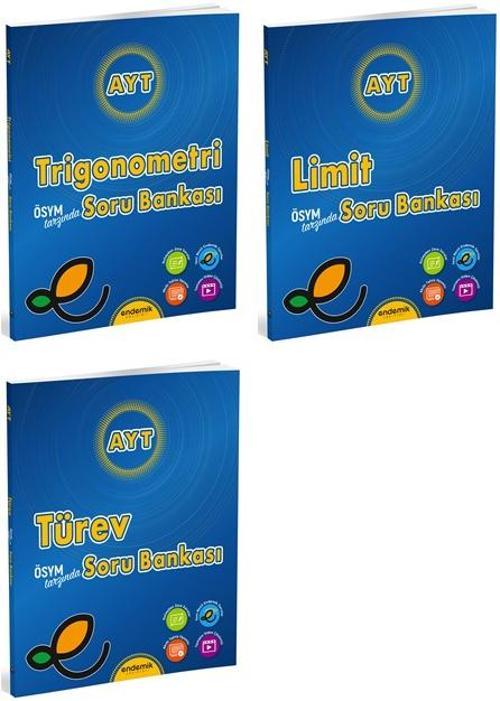 Endemik 2025 Ayt Trigonometri + Limit + Türev Soru Bankası Seti 3 Kitap