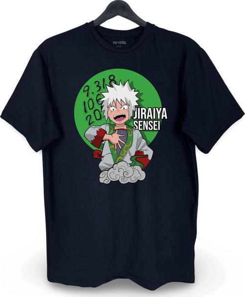 Genç Jiraiya Sensei Naruto Baskılı Loose Fit Bisiklet Yaka Unisex Tişört Anime Manga