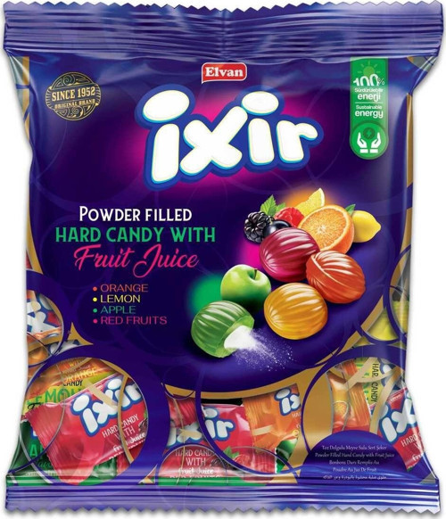 Ixir Dolgulu Meyve Sulu Sert Şeker 1000 Gr. (1 Poşet)