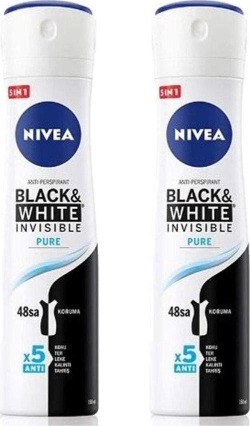 2 Adet Invisible Black & White Pure Kadın Deodorant Sprey 150 ml