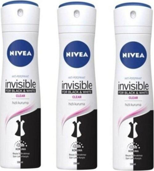 Invisible Black & White Clear Kadın Deodorant 150 ml (3 Adet)