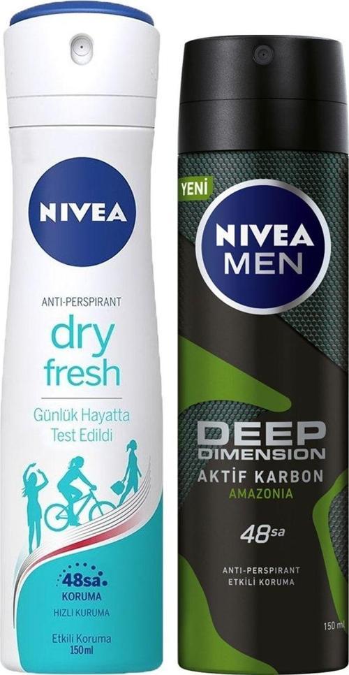 Kadın Deosprey 150 ml +Deep Dimension Amazonia Erkek Deosprey 150 ml 2'Li Paket
