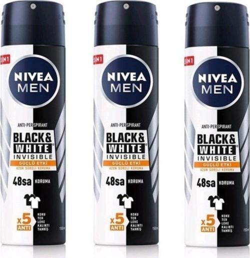 Anti-Perspirant Black & White Invisible Güçlü Etki 48H Erkek Deodorant X 3 Adet