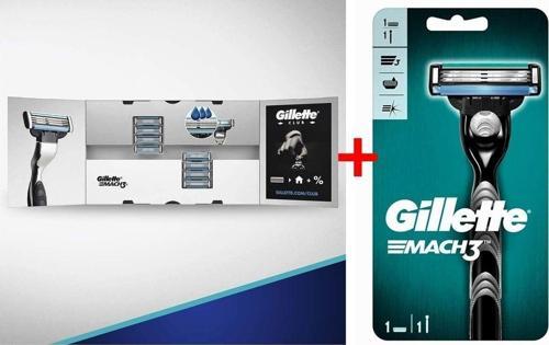 Mach3 Yedek Tıraş Bıçağı 8'Li (Karton Paket) + Mach3 Tıraş Makinesi 1 Yedekli