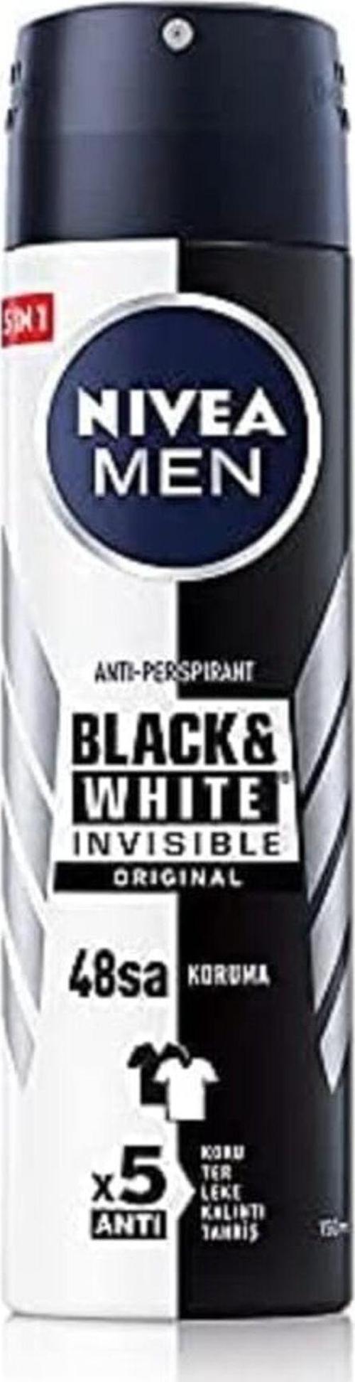 Erkek Sprey Deodorant Black & White Invisible Original,Ter Ve Ter Kokusuna Karşı 48 Saat A