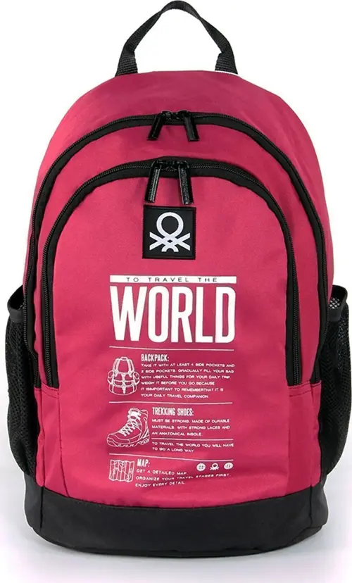 "The World" Çift Bölmeli Okul Sırt Çantası Bordo / 03826